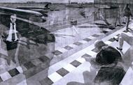 Imbarco, 2008, acquaforte, acquatinta, vernice molle, 95x135 cm